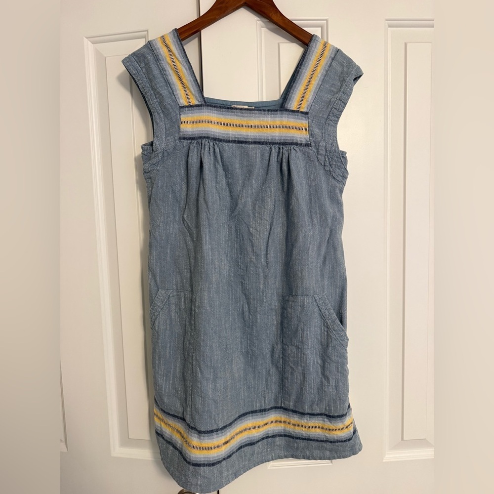 FAHERTY Hailee Stripe Trim Shift Dress In Indigo Ombre Stripe Size Small - Picture 4 of 12